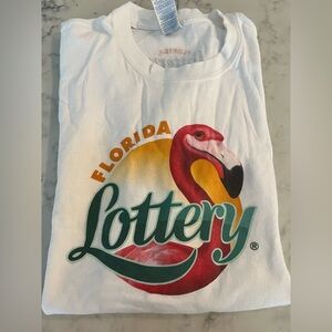 Florida Lottery Flamingo T Shirt XL Tee Unisex Gilden Heavy Cotton EUC